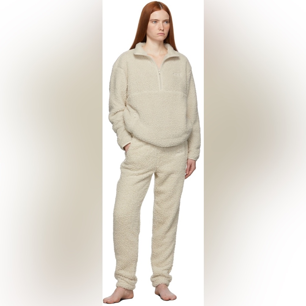 Skims Off-White Teddy Jogger Lounge Pants in Bone